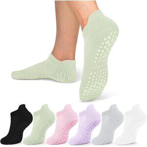 6 Pairs Pilates  Socks Grip Socks for Women-Non-Slip Yoga Socks for Ballet Dance
